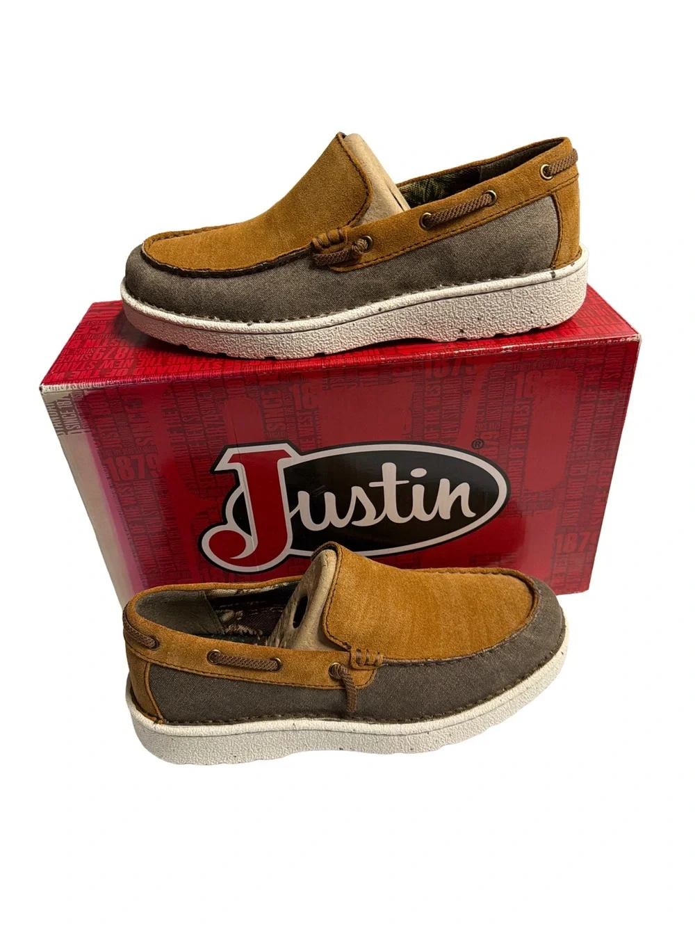 NWT Justin Boots MEN'S JUSTIN WALKER ASH BROWN BOOTS, Size 8